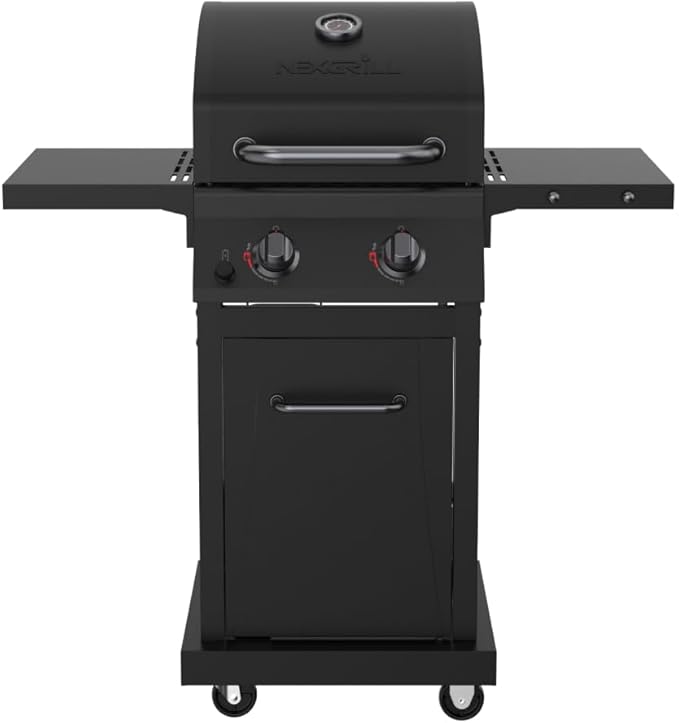 Nexgrill Deluxe 2-Burner Gas Grill with 401 SQ In Grate 28000 BTUs Heavy Duty Steel Frame &amp Foldable Side Table Propane BBQ Grill for Outdoor Cooking Patios Backyards and More - 720-0864RD
