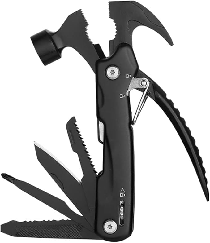 SagaSave 14-in-1 Multitool Hammer Portable Multi Tool Pliers Camping Gear Survival Tool for Sawing Wood Screwing Screws Scraping Scales Cutting Lines