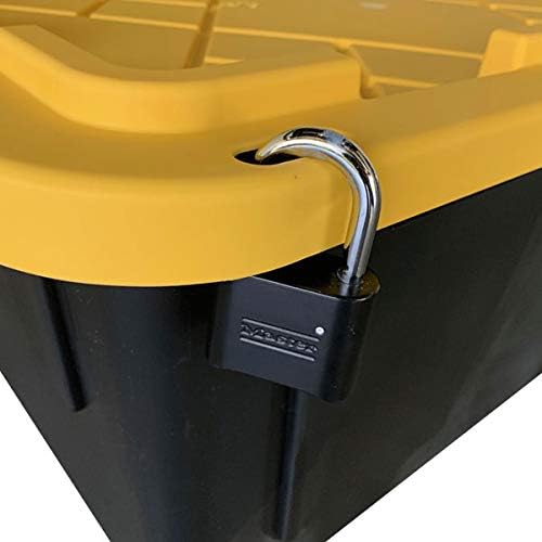 MonsterRAX 27 Gallon Storage Bins - Stackable Lockable Yellow Lids Black Bin 5-pack