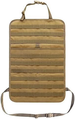 Molle Tactical Seat Back Organizer Panel with Pouches Universal Fit For Vehicle Car Khaki