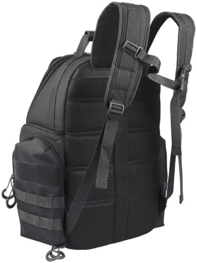 Val-R Tactical Pistol Range Backpack - Heavy Duty Shooting Range Bag with Internal Frame Multi-Pistol Storage Integrated Rain Cover and Lockable Zippers for Handguns and Ammo - Color: Black