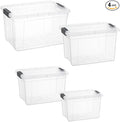 Superio Clear Storage Bins with Lids X-Deep (4 Pack) Small Organizer Box for Home Kitchen Garage- Store Food Supplies and Hair Accessories (2.5 4.75 8.7 14.25 Qt)