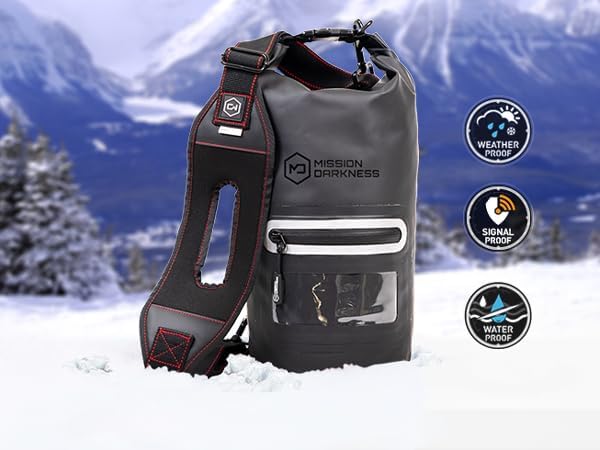 Mission Darkness Dry Shield Faraday Tote 7L Capacity // Waterproof Dry Bag for Electronic Device Security &amp Transport Signal Blocking Anti-Tracking EMP Shield Data Privacy Fits Phones Tablets Radi
