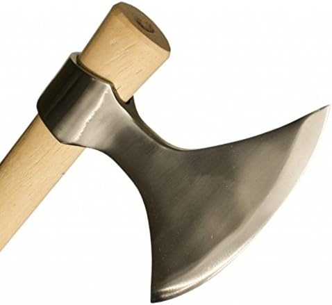 Thrower Supply Chrome Viking Axe - #1 Medieval Battle Tomahawk - 19 Large Heavy Duty Bearded Hatchet -100% Blacksmith Guarantee