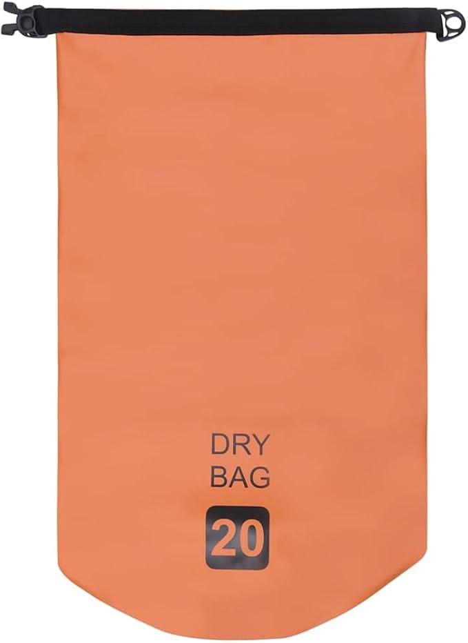 vidaXL Compact Waterproof Dry Bag- PVC Material Adjustable Shoulder Strap Lightweight Dust and Sand Protection Outdoor Use Orange 14.2 x 24