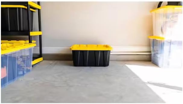 17 Gal. Tough Storage Tote in Black with Yellow Lid