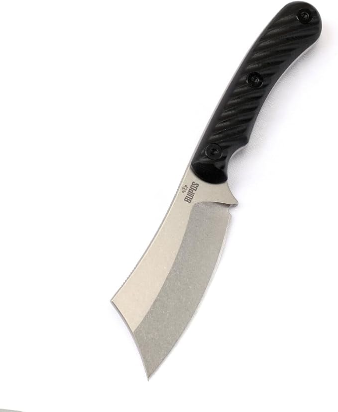 3.3 Inch DC53 Fixed Blade Outdoor Camping Straight Knife with Kydex Sheath Gift for Men (Black handle white blade)