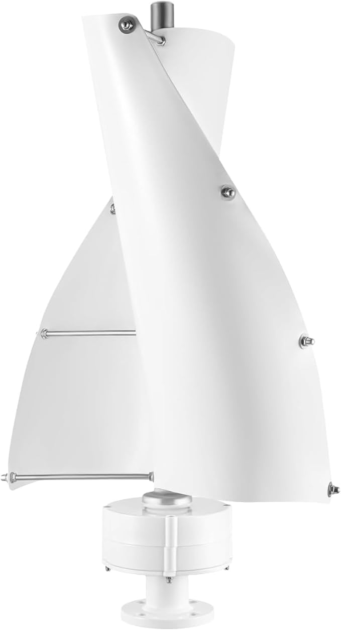 5000W Wind Turbine Generator Kit 12V Helical Magnetic Levitation Axis Vertical Wind Turbine Generator with Controller and 2 Blades white-12V