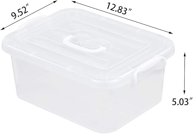 Sandmovie 8 Quart Clear Plastic Storage Boxes with Lids and Handles 2 Packs