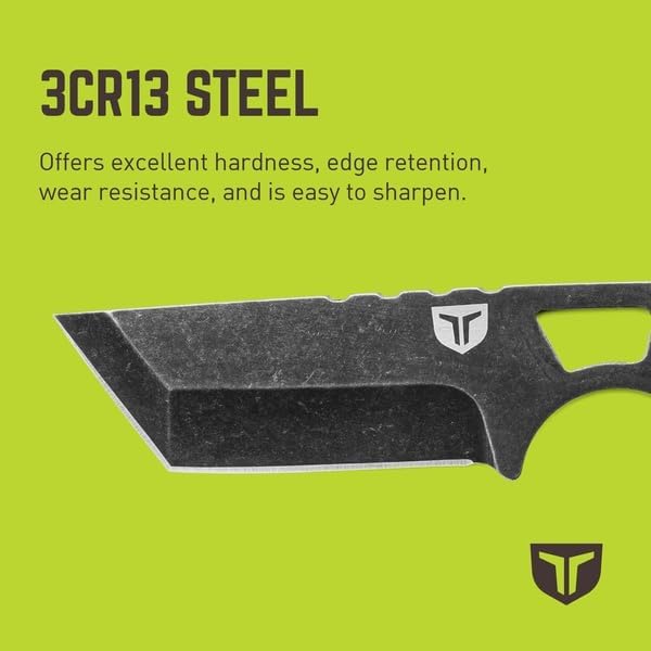 TRUE NEKKID Tanto Knife - Everyday Carry EDC 2.92 Blade TraxGrip Handle Scales Daily Cutting Removable Clip Black