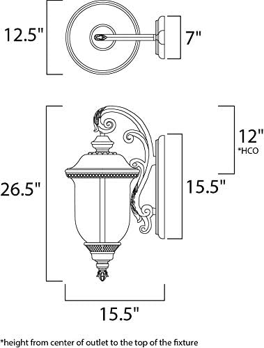 Maxim Carriage House DC-3 Light Outdoor Wall Lantern in Early American style-14 Inches Wide by 31 inches high