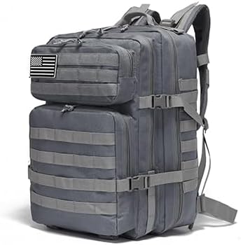 Men and Women 45L Outdoor Camouflage Backpack Capacity Hiking and Camping Bag Multi-functional Storage 3D Backpacks (Grey 45L)