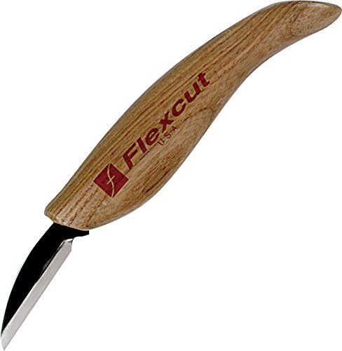 FLEXCUT KN14 Roughing Knife 2″ High-Carbon Steel Straight Blade Ergonomic Ash-wood Handle 0.15 lb Flexible Spring Steel Shaft Made in USA
