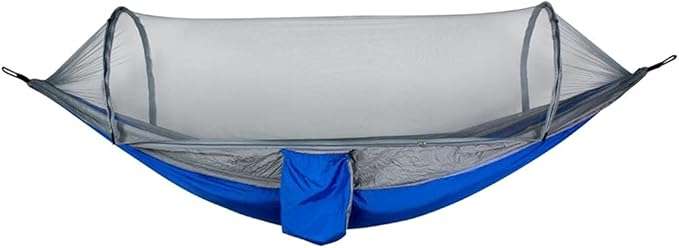 Portable Hammock Portable Camping Hammock Swing Bed Patio Hammocks with Net Carabiners for Outdoor Beach Garden Backyard for Backpacking Beach (Color : Blue)