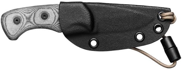 Tops Knives Ferret Full Tang Fixed Blade- Black Traction Coating Blade Finish- Black Kydex Sheath w/Neck Landyard