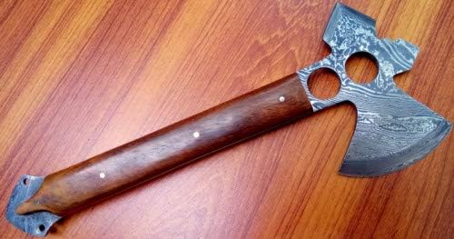 Axe Damascus Steel 14 Rose Wood Handle Axe/Hand Forged Woodsman Axe