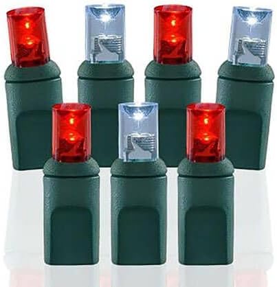 Pro Christmas LED Christmas Lights – 100 Count Wide Angle Conical String Lights – Professional Grade Indoor/Outdoor Commercial Holiday Light Set for Trees Bushes &amp Décor – Pure White and Red