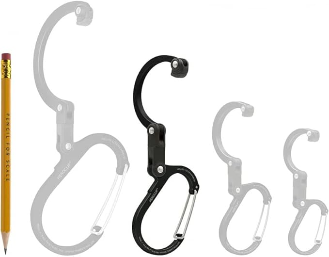 GEAR AID HEROCLIP 360° Swivel Carabiner Gear Clip and Hook (Medium) for Camping Backpack Suitcases and Garage Organization