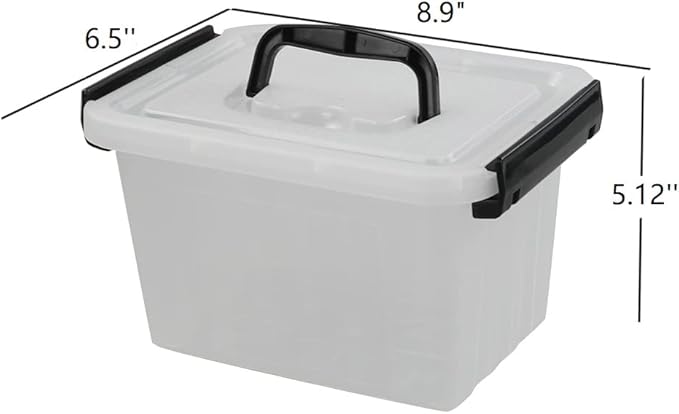 Ramddy 3.5 Quart Small Plastic Storage Box with Handles 6 Packs Clear Latching Bin with Lid