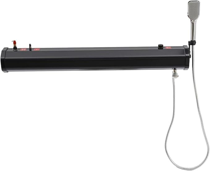 Portable Solar Heated Camping Shower with Pressurized Tank and Hose Showerhead for Outdoor Adventures Car Washing and Pet Care