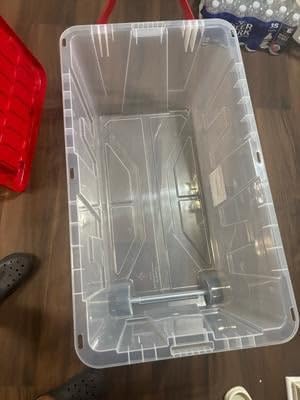 27 Gallon Clear Plastic Storage Bin with Red Lid for Home Organization &amp Garage Storage Multi-Purpose Lidded Container for Clothes Craft Supplies &amp Seasonal Decorations