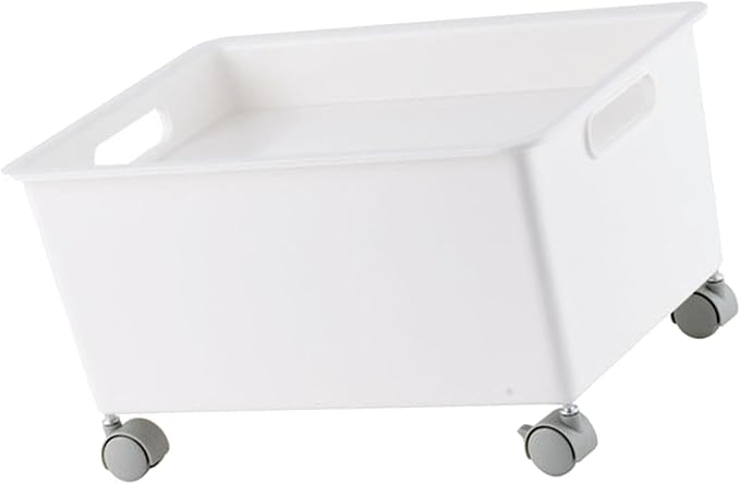 Premium PP Sturdy Portable Large Capacity Storage Basket Roller Box for Books Clothes Shoes Organizer Boxes (White)