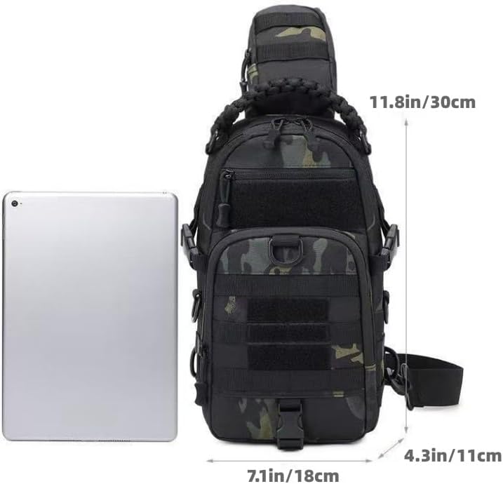 Men Tactical Waterproof Crossbody BagLarge Capacity Camo Outdoor Chest PackMultiple Pockets Fashion Sling Shoulder Pack