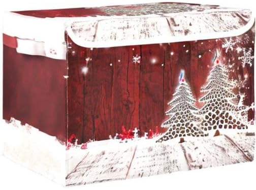 senya Christmas Storage Baskets Collapsible Bins with Lids Christmas Coffee Tree Red Wooden Storage Boxes Clothes Baskets for Organizing