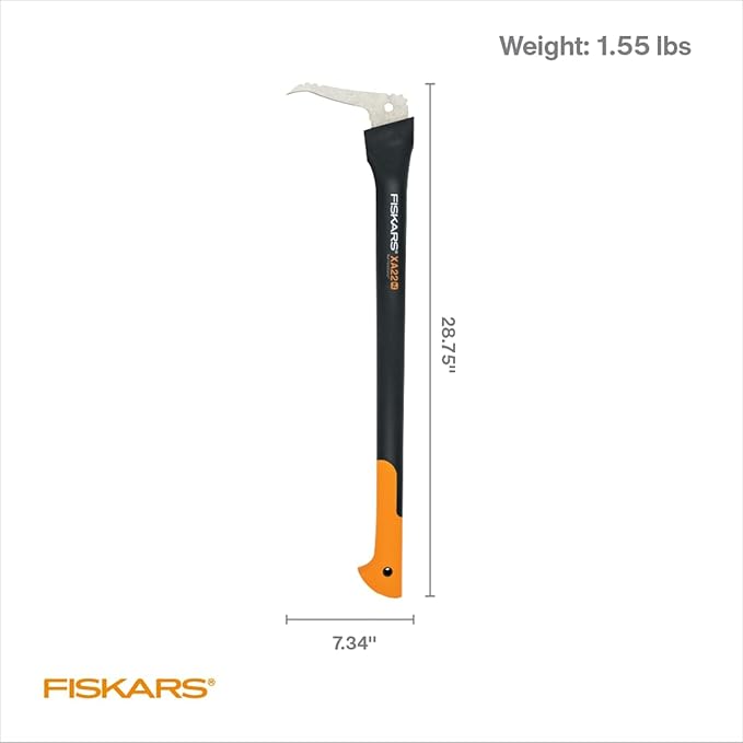 Fiskars 28 Hookaroon Saves Your Back - Lift Drag &amp Load Heavy Rounds of Firewood and Split Wood - Sharp and Lightweight Pick Tool for Logs - Pickaroon Logging Tool - Forestry Tools