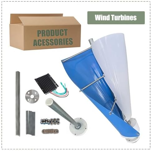 12000W Wind Turbine Generator Kit with MPPT Controller 12V/24V/48V Helical Magnetic Levitation 2-Blade Windmill for Home &amp Street Lighting Blue-24V Eco-Friendly Renewable Energy