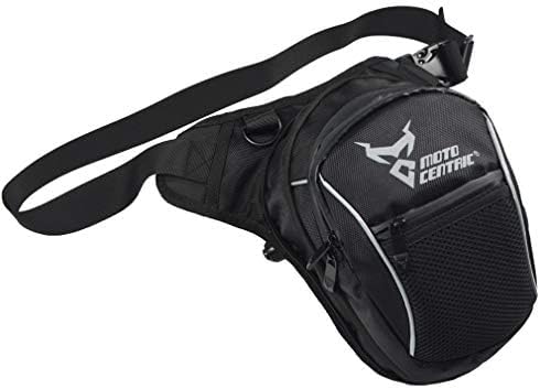 Hebetag Oxford Waist Pack Motorcycle Drop Leg Bag for Men Women Thigh Waist Bum Hip Fanny Belt Bag Purse Pouch Outdoor Travel Hiking Cycling Tactical Outdoor Sports Daypack (#06Black(GrayLogo))