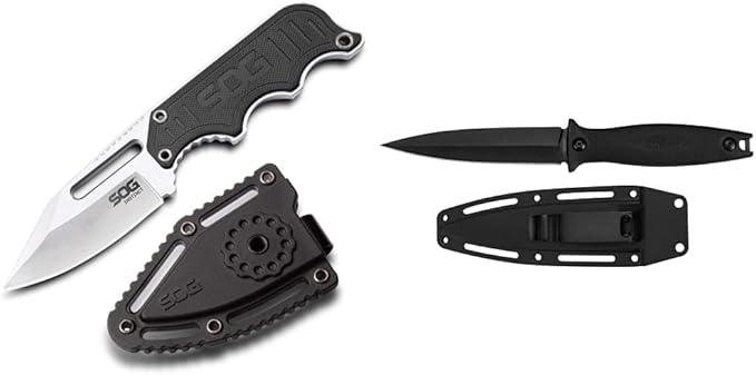 SOG Small Fixed Blade Knife (NB1012-CP)  Black &amp Kershaw Secret Agent (4007) Concealable Boot Knife  3 OZ