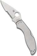 Spyderco UpTern Folding Pocket Knife with 2 8Cr13MoV Steel Blade and Stainless Steel Handle - EDC Knife for Men and Women Perfect for Hunting Tactical Camping Survival - CombinationEdge - C261PS