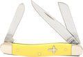 Case XX WR POCKET KNIFE YELLOW SYNTHETIC CROSS SHIELD MEDIUM STOCKMAN 3 5/8 INCHES CLOSED ITEM #22941