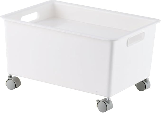 Premium PP Sturdy Portable Large Capacity Storage Basket Roller Box for Books Clothes Shoes Organizer Boxes (White)