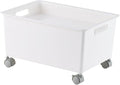 Premium PP Sturdy Portable Large Capacity Storage Basket Roller Box for Books Clothes Shoes Organizer Boxes (White)