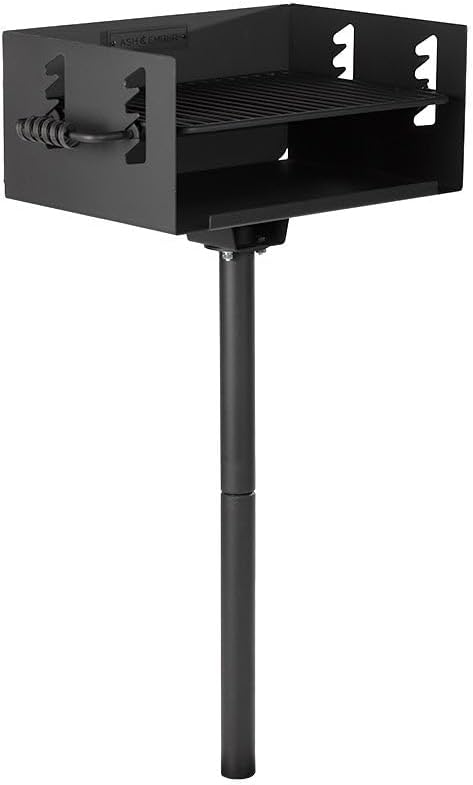 Ash &amp Ember 384 Sq. In Park-Style Charcoal Grill Single Post Barbeque Grill Adjustable Grate Height with Spring Handles Outdoor Camping &amp Backyard BBQ Cookout