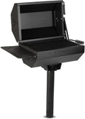 Ash &amp Ember Park-Style Grill &amp Smoker 390 Sq. In Charcoal Grill with Cover Side Shelf for BBQ Cooking Prep &amp Accessories Single Post Barbeque Grill Outdoor Grills &amp Smokers