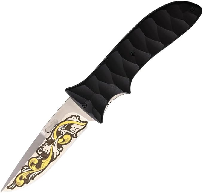 Maserin Knives 384KT Linerlock Sculpted Handles Ebony Wood 24 KT Gold Engraved Blade