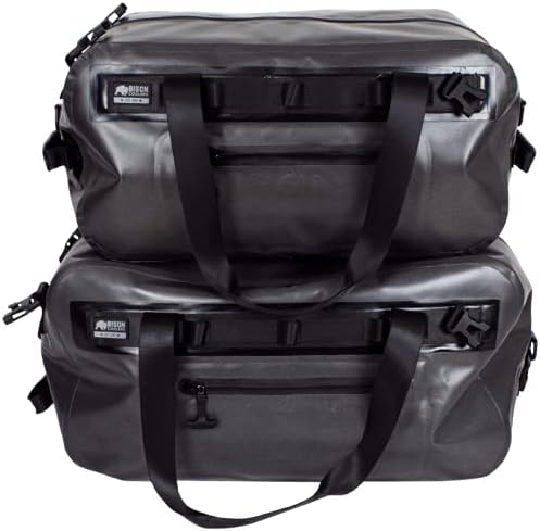 Bison Coolers Dry Duffle Marine Grade TPU Puncture Resistant Water Proof Shell with Welded Seams - Water Resistant Zippers &amp Removable Straps w/Easy Carry Handles - Outdoor | 50L