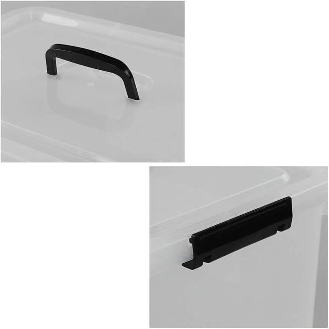 Begale 17.5 Quart Plastic Large Storage Container Clear Latch Bin with Handle and Lid 4-Pack