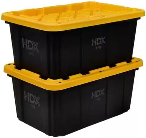 17 Gal. Tough Storage Tote in Black with Yellow Lid