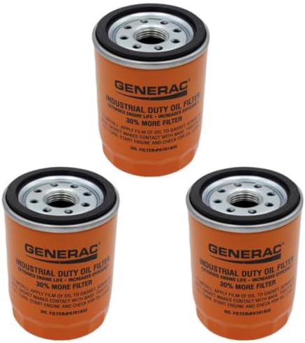 3Pk 070185ES Oil Filters for Air-Cooled and Portable Generators Compatible With Generac 070185E