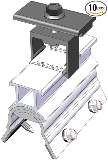 10 RH Mid Clamp MageBracket RH Mouting Kits for R-Panel Trapezoidal Metal Roof Solar Panel Module Mounting Racking Installation
