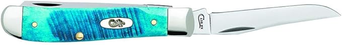 Case XX WR Pocket Knife Mini Trapper Caribbean Blue Jig Bone Item #25593 - (6207 SS) - Length Closed: 3 1/2 Inches