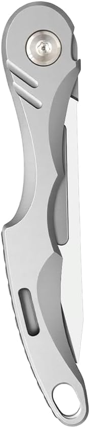 Mini Titanium Practical Pocket Folding Knife for Daily Use Equipped with 5 No. 11 quick change blades only 13.3g and a large keyhole at the bottom for easy carrying