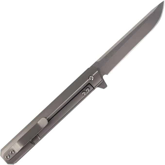 MASALONG Harry and Son kni206 Outdoor camping tactical folding knife EDC Titanium alloy handle D2 / damascus blade (large)