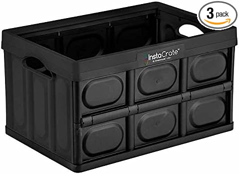 3-pack Instacrate Collapsible 12-gallon Storage Bin for Easy Storage (Black)