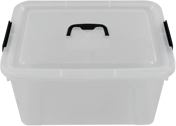 Begale 17.5 Quart Plastic Large Storage Container Clear Latch Bin with Handle and Lid 4-Pack