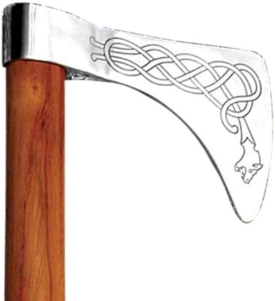 Viking Dragon Knotwork Axe – Hand-Forged Tempered Steel Blade with Hickory Handle One-Hand Combat Throwing &amp Reenactment Tool
